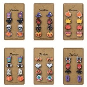 NWT! Set of 4 Pairs! You Pick ONE Set of Halloween Holiday Pierced Post Earrings